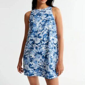 Abercrombie High-Neck Linen-Blend Mini Dress XLT